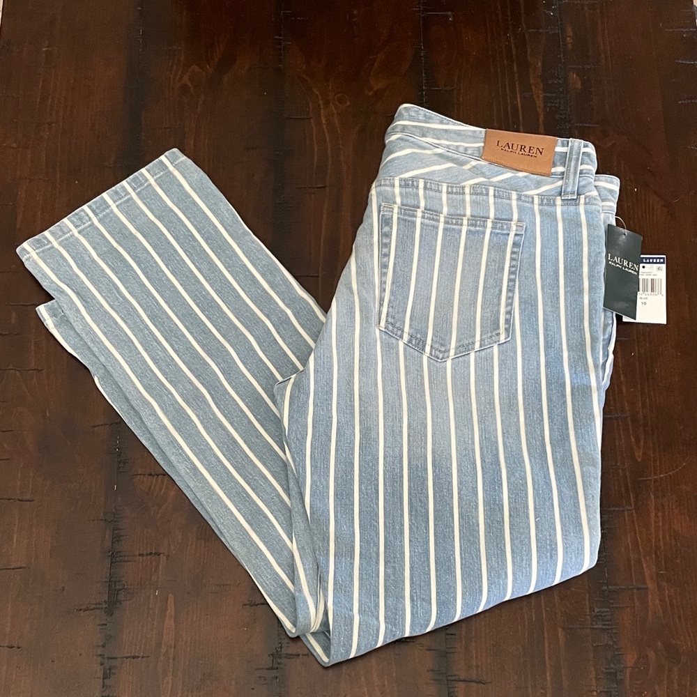 Ralph Lauren Blue and White Striped Women's Jeans